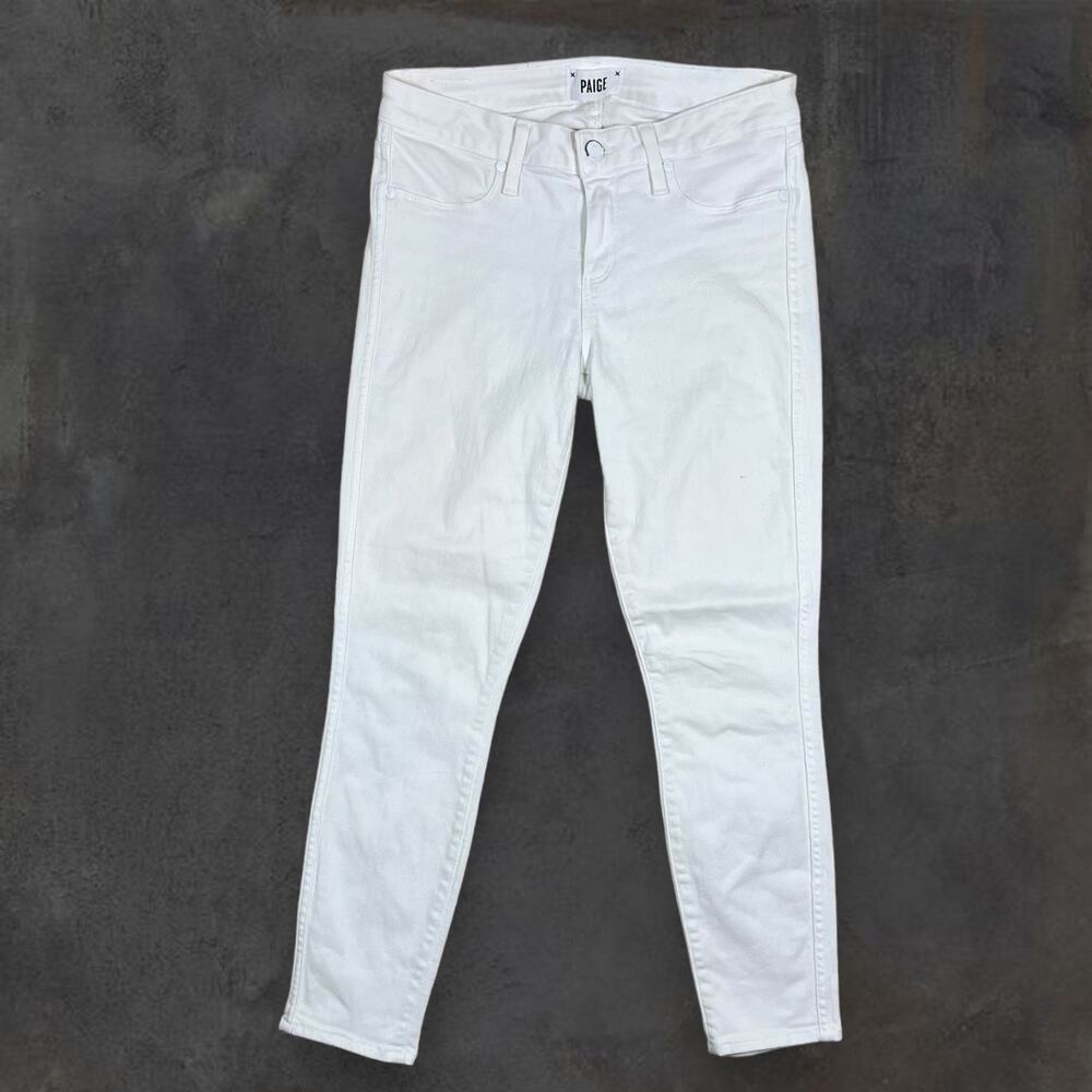 Paige White Denim Jeans Verdugo Crop Women's Size 27 Slim Mid Rise Some Stains‎